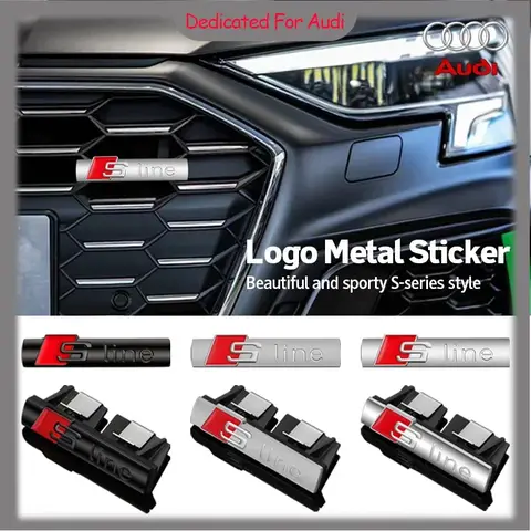 S Line Logo Sticker Metal Alloy Car Badge SLine Emblem Racing For Audi Sline A1 A3 A4 A5 A6 A7 A8 Q2 Q3 Q5 Q7 Q8 TT S1 S3 RS5