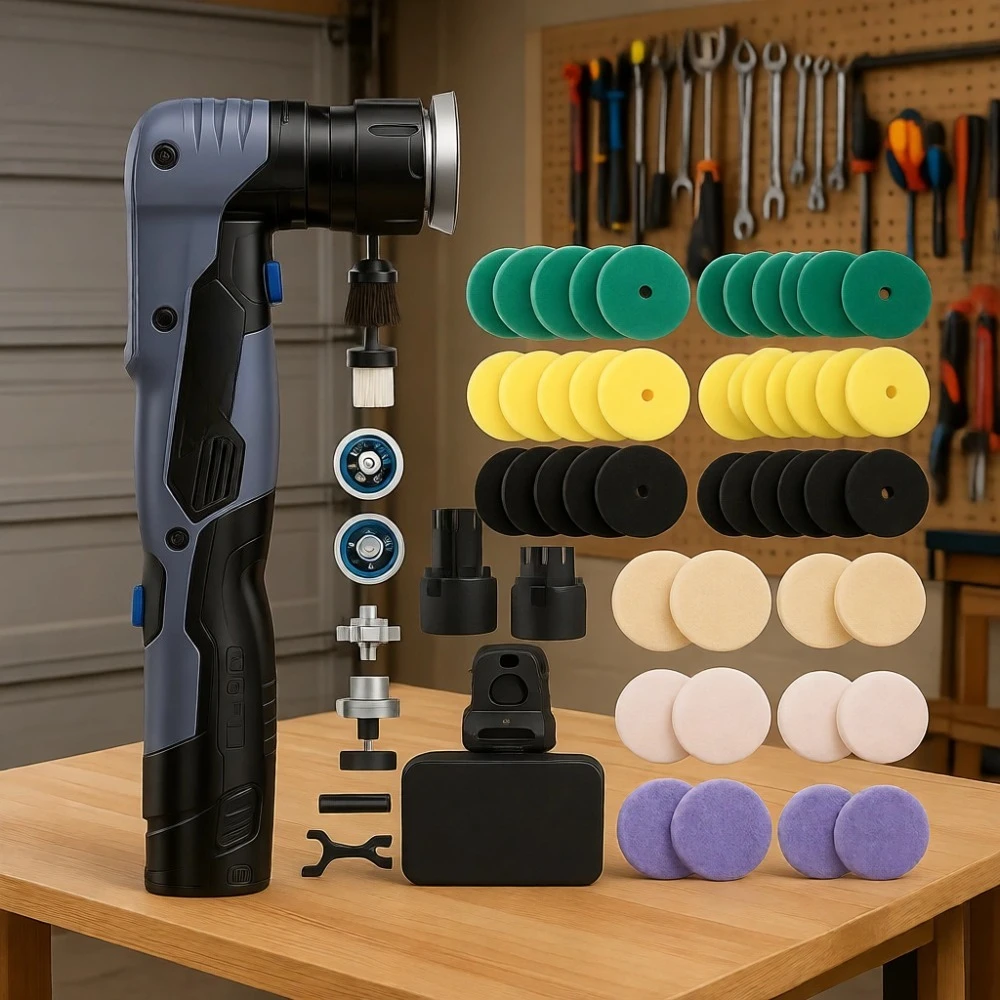 

Мини-набор беспроводной полировальной машинки с двумя режимами и регулируемой скоростью, 53 предмета, для детейлинга автомобилей