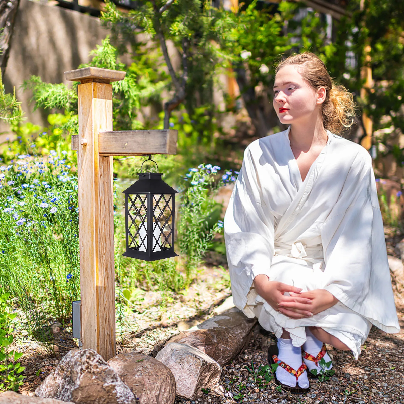 1 قطعة LED ضوء الشمس الحديد المطاوع خمر فانوس الإضاءة الدافئة ل ساحة حديقة الشمسية الرياح مصباح مصباح حديقة #2