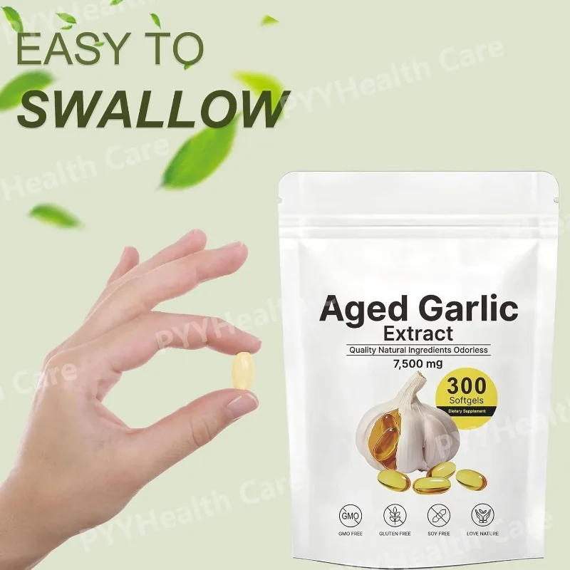 

Aged Garlic Extract - 7500mg Odorless, Heart & Immune Support - Vegan, Non-GMO, All Natural, Gluten-Free Formula (300 Capsules)