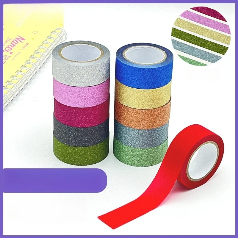 Color Glitter Film Tape Shiny Sequins Effect Border Tape Quicksand Glitter Paper Tape For Craft Decoration
