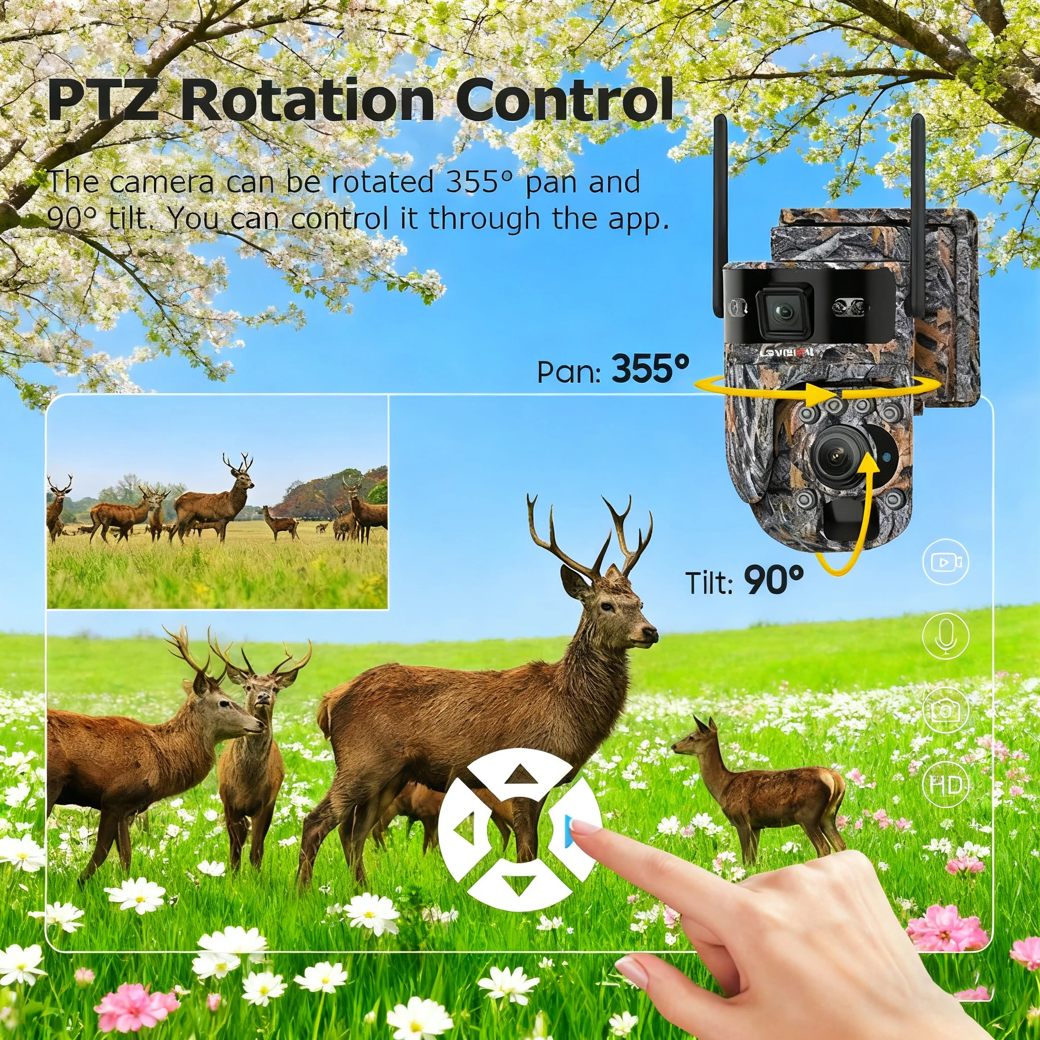 UBOX 6K 12MP 4G SIM Solar Trail Camera 20X ZOOM Wireless Outdoor Hunting Wildlife Camera PIR Human Detection Auto Tracking CCTV