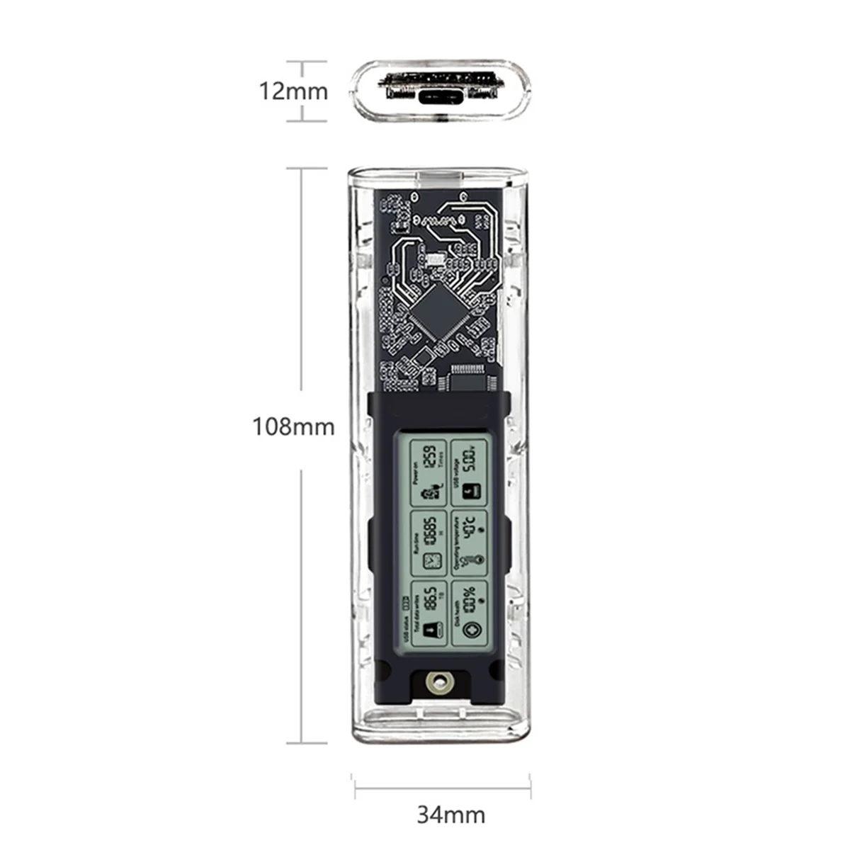 X61A_M.2 NVME/NGFF Protokol Ganda SSD Enclosure Casing Hard Drive Transparan