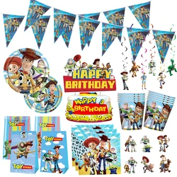 Disney Toy Story Birthday Decoration Balloons Buzz Lightyear Tableware Plates Napkin Plate Cup Banner Party Supplies For Kid