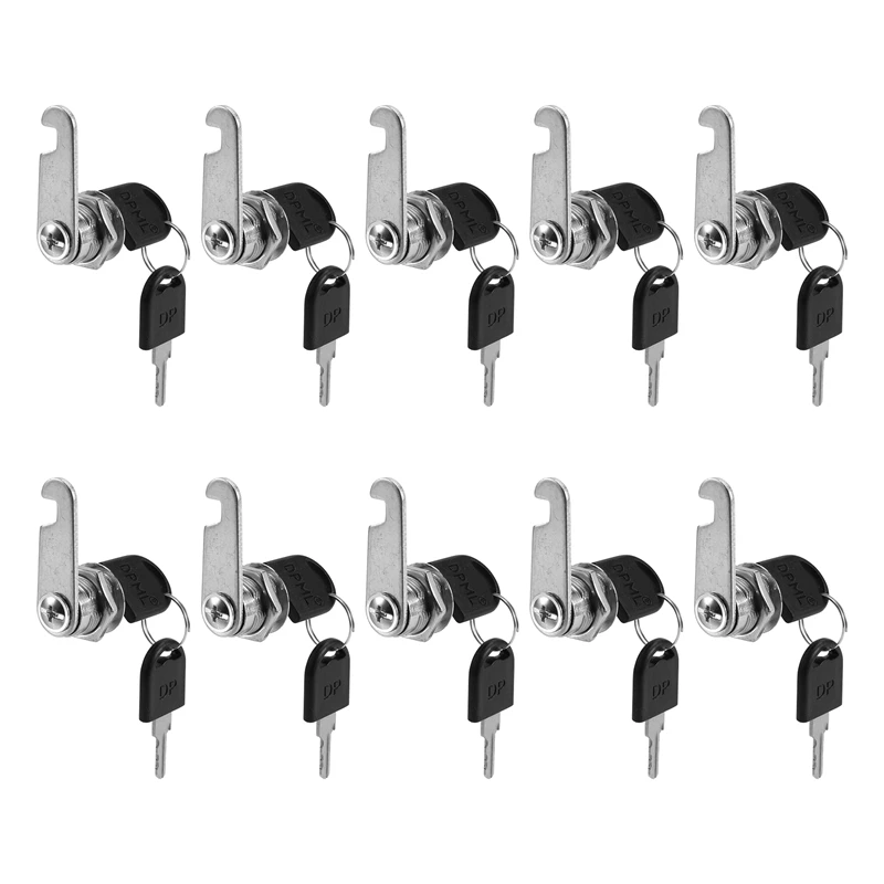 10 Set Security Lock Metal Cylinder Cabinet Locker Cam Lock With Keys Security Mailbox Lock Drawer 16Mm