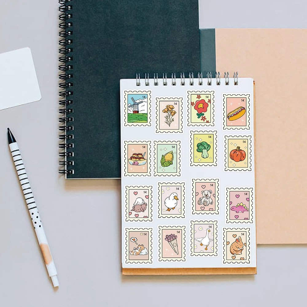 50pcs Cartoon Stamps Stickers Decals For Laptop Letter Scrapbook Luggage DIY Aesthetic Waterproof Stickers Creative Gifts image 6