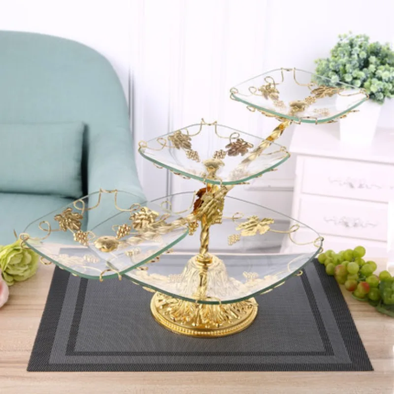 

uxurious glass fruit plate, double-layer fruit basket with three layers, fruit basin tea table with four layers of cake plate.