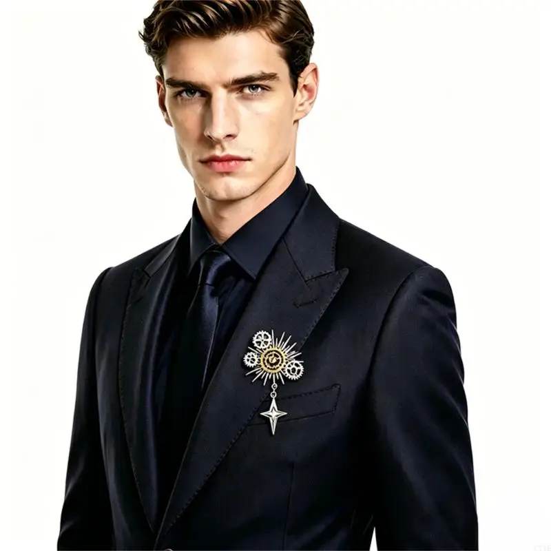  Statement Making Gothic Accessory Dark Lapel Pin Mechanical Gear Pendant Brooch For Dark Aesthetic Looks