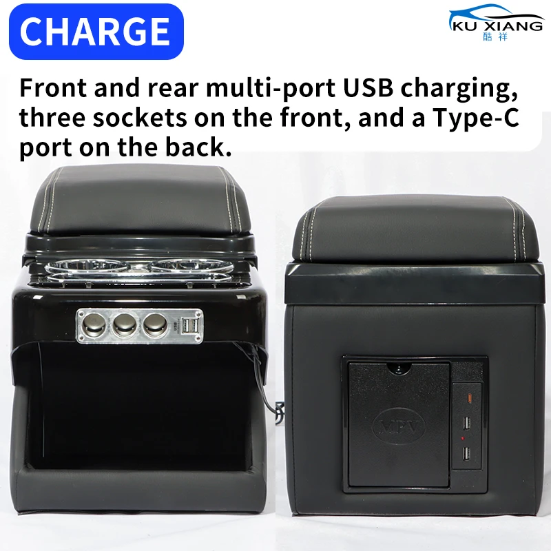 For Universal Car Front Center Console Box Double Sides Open Storage Apartment MPV Car Armrest Box