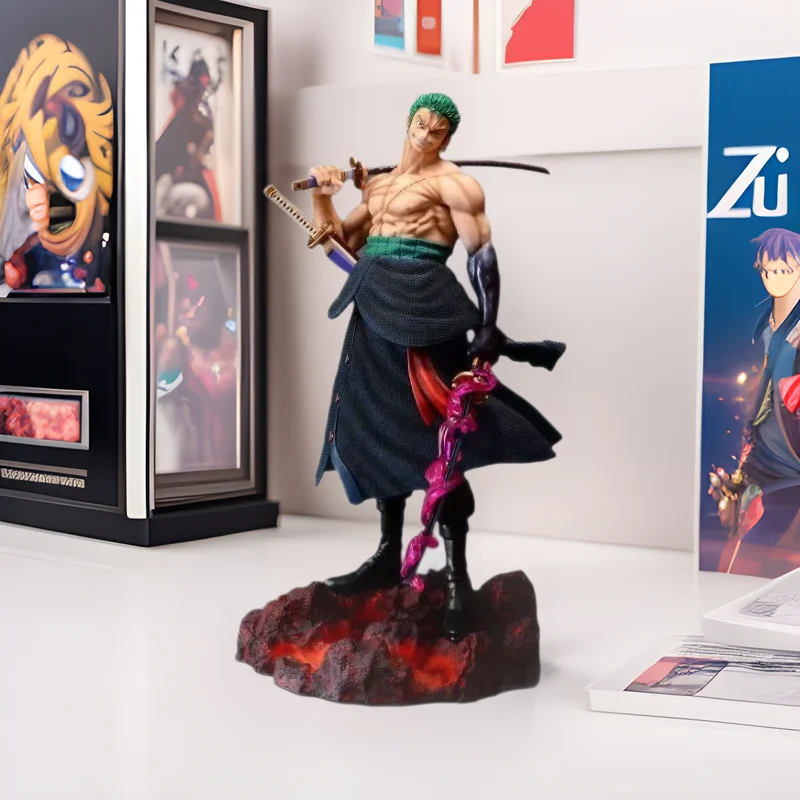 

28cm Anime One Piece Roronoa Zoro Statue model Desktop decoration GK collection handmade model PVC material toy gift