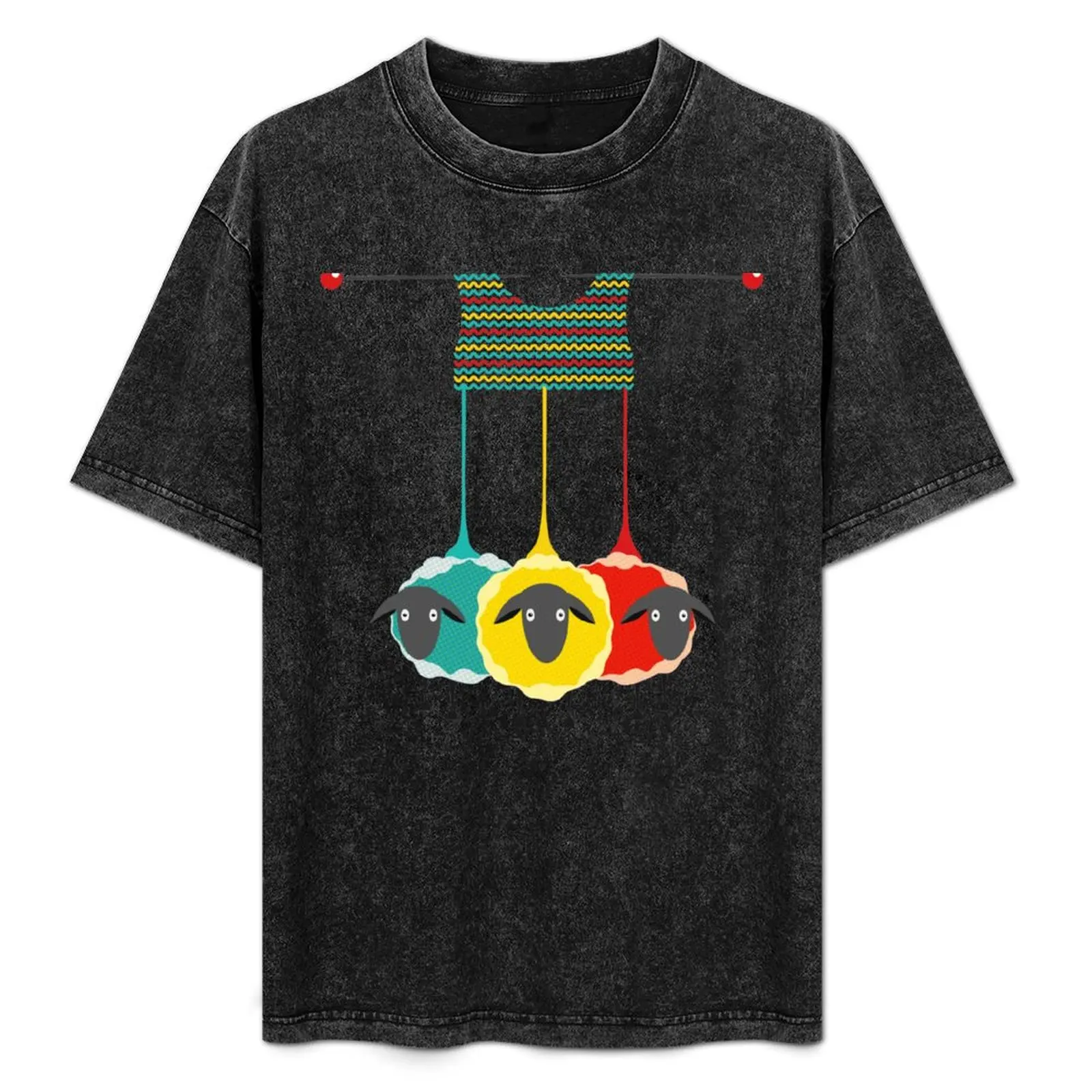 

Knitting sheep bright and funny concept T-Shirt Work Basic Short Sleeve Top
