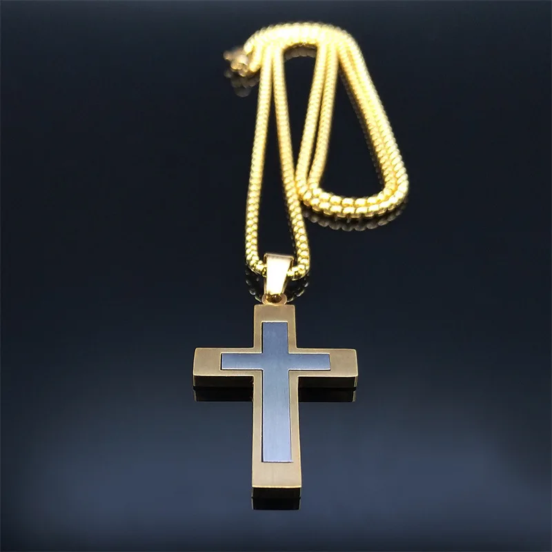 Naszyjnik ze stali nierdzewnej YQ z krzyżykiem, dla kobiet i mężczyzn, biżuteria religijna z łańcuszkiem o długości 60 cm. — zdjęcie 6