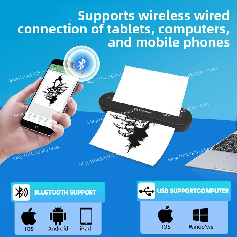 

New ATS886 Bluetooth Tattoo Stencil Printer USB Mini Transfer Paper Copier