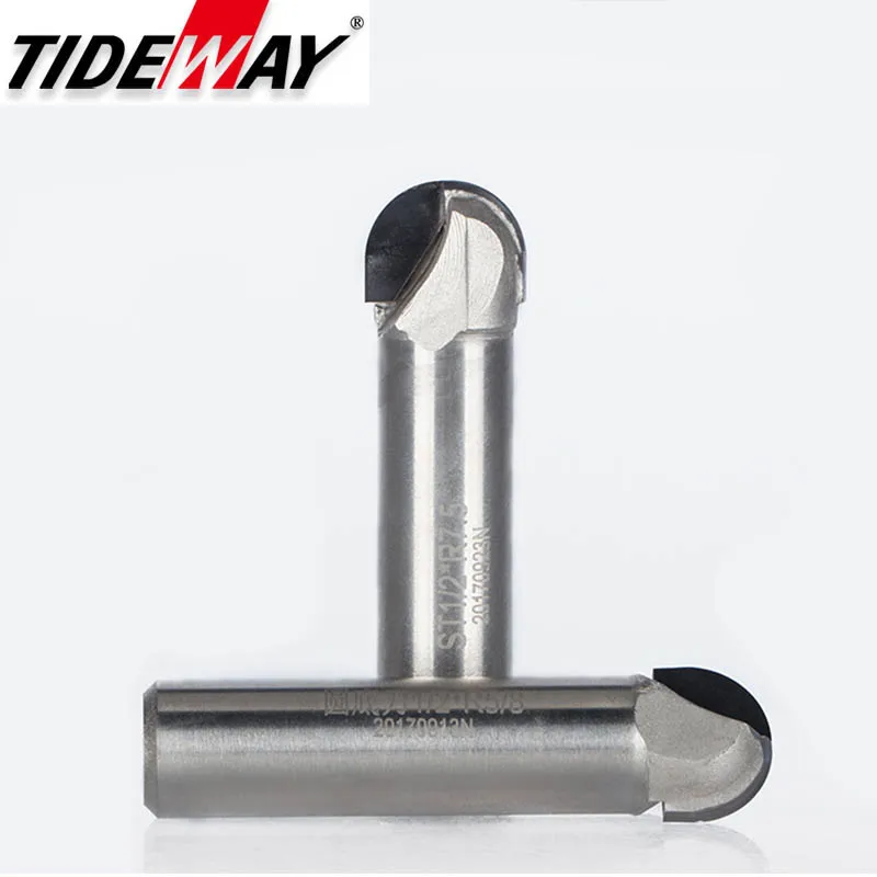 Tideway 1pcs Diamond Round Cove Box Router Bit PCD CVD Coating End Mill Milling Cutter Tools for Wood 1/2 Shank Round Nose Bits