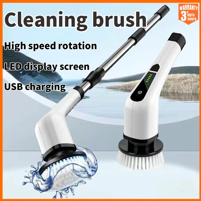 Electric Spin Cleaning Scrubber Brush Multi-Functional Waterproof Power Cleaner for Kitchen Bathroom - Home Cleaning Tool