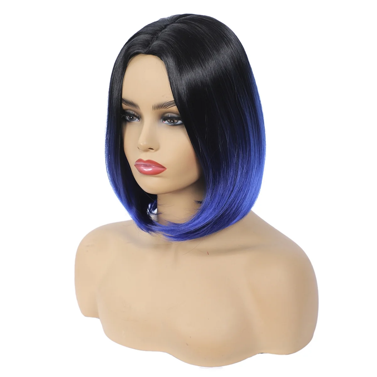 Fashion Wig Short Hair Middle Parted Color Chemical Fiber High Temperature Silk Ladies Wig Covering,F