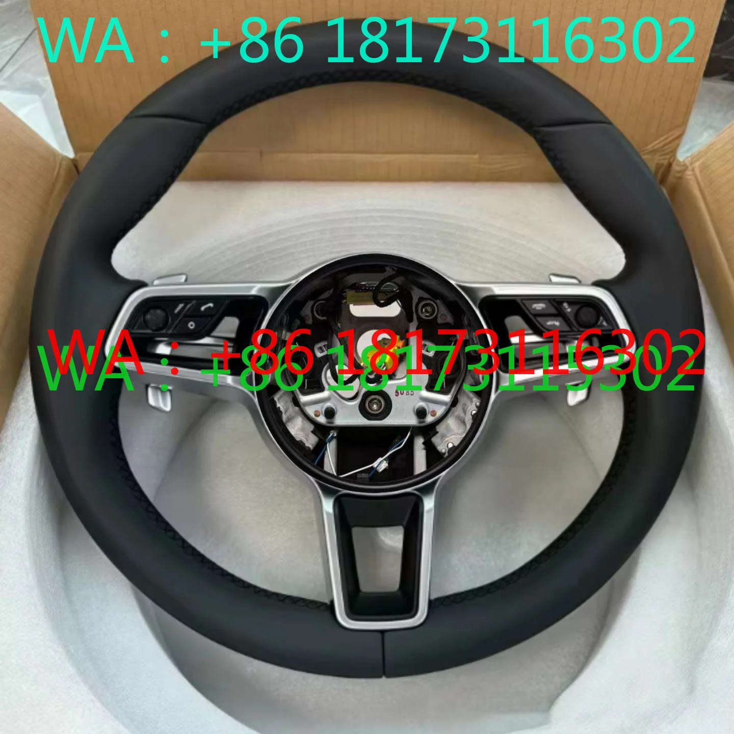 Factory Bestseller High-Quality Black Leather Sports Steering Wheel for Cayenne Panamera Macan