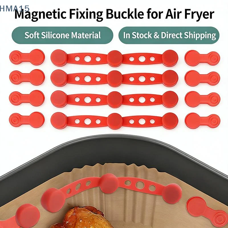 [HM]3pcs Magnetic Silicone Buckles For Air Fryer - Non-Stick Parch Clips, Magnetic Fasteners, Compatible With /Air Fryer Ovens