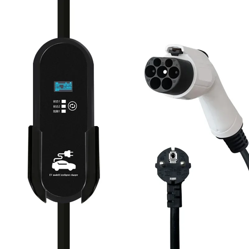 GBT Car Charger 16A Single Phase 3.3KW Timing Protable EV Charger Current Adjustable Electric Vehicle Charging Station3.5M Cable