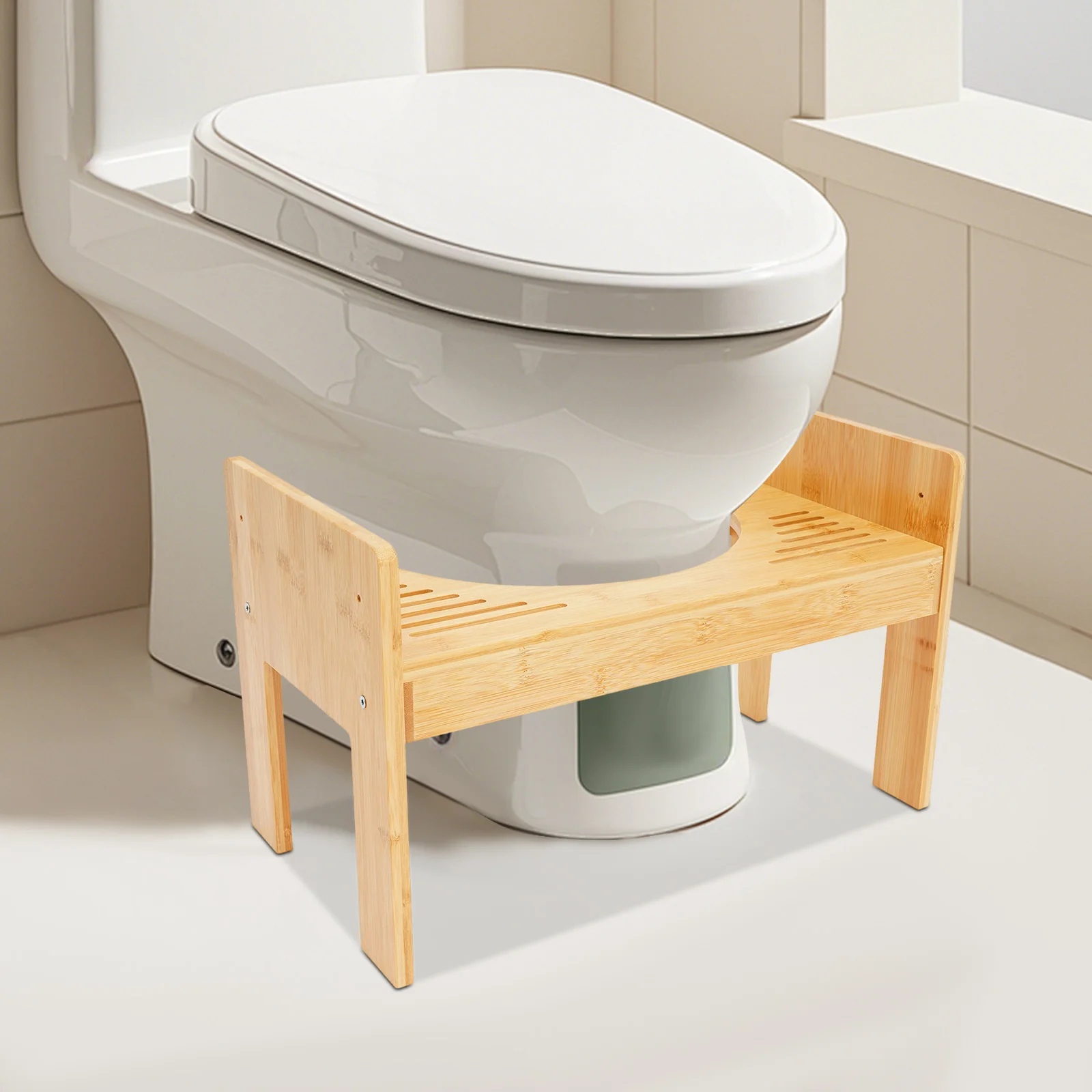 

Bamboo Toilet Stool Bathroom Seat Adult Washroom Stand Old People Squat Bench Children’s Toilet Foot Pedal