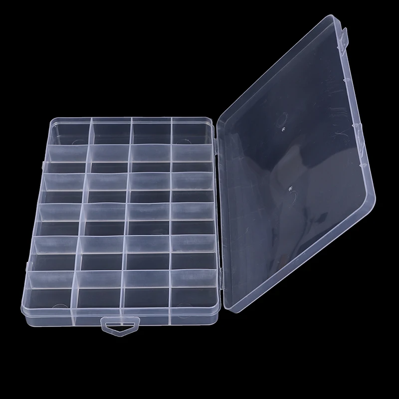 HMA73-1pc 24 Compartments Transparent Plastic Box Case Jewelry Bead Storage Container Craft Organizer Box