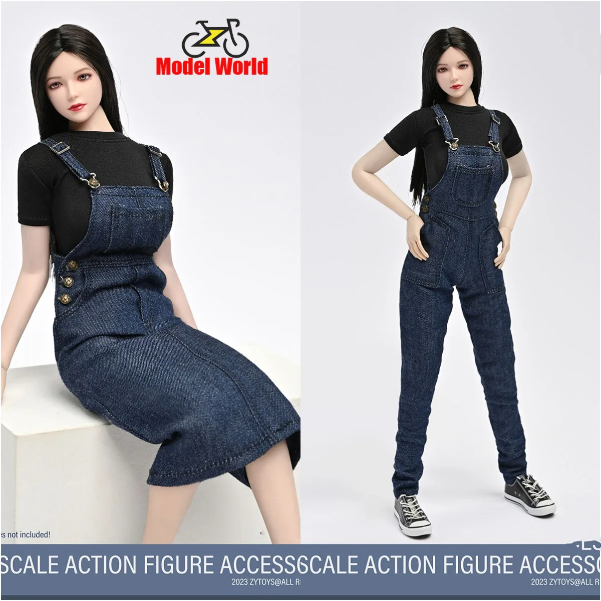 ZYTOYS ZY5054 ZY5055 1/6 Black T-shirt Jeans Camisole Pants/Denim Skirt Clothes Model For 12