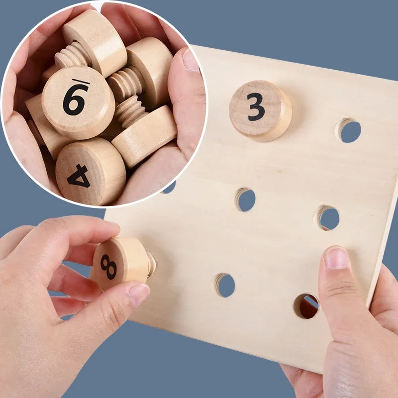 Wooden Tighten The Screws Matching Challenge Table Game Montessori Color Number Cognition Pairing Educational Toys Gifts