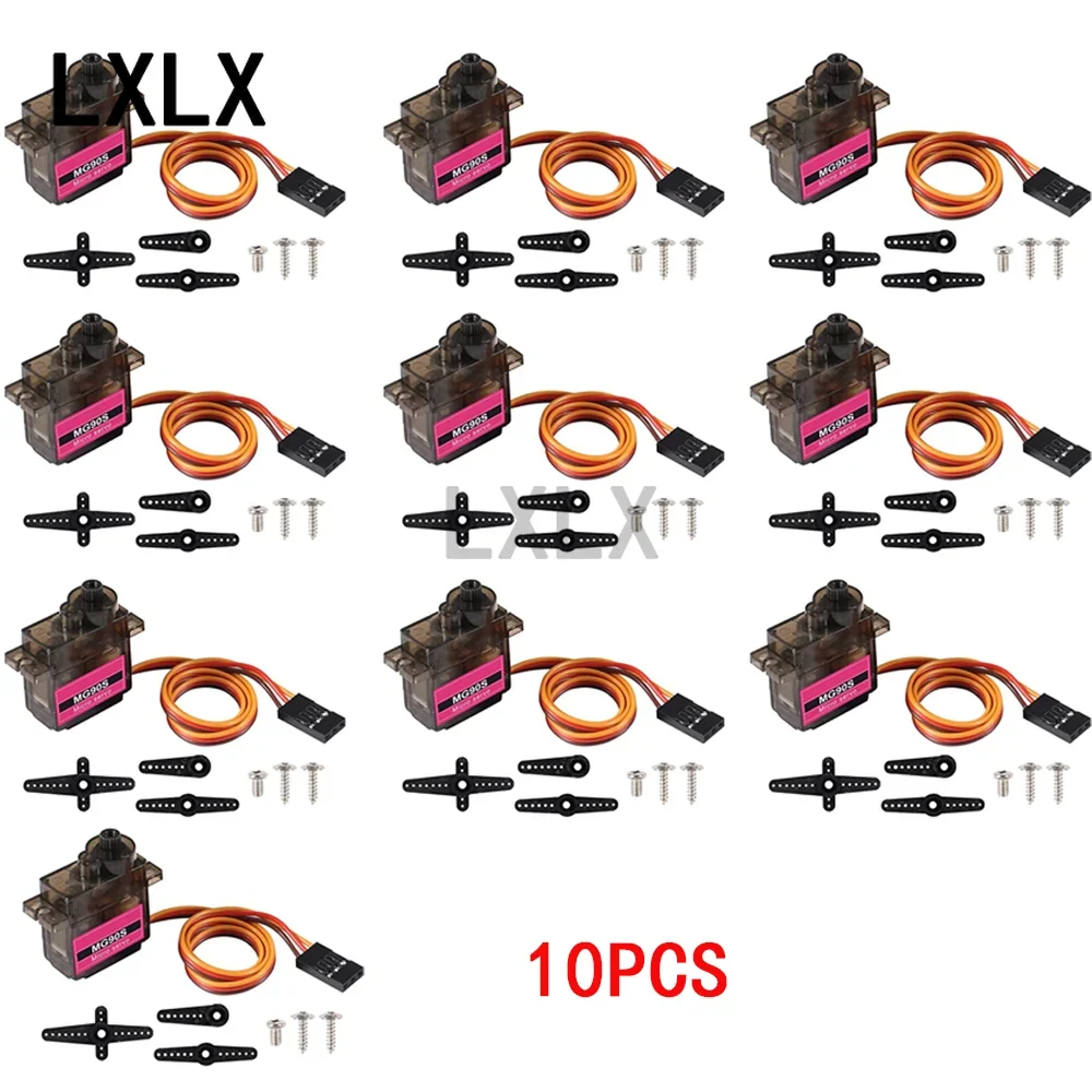 10pcs MG90S Metal Gear Plastic 9g Servo for RC Helicopter Airplane Boat Car MG90 9G 180 Degree 360 Degree