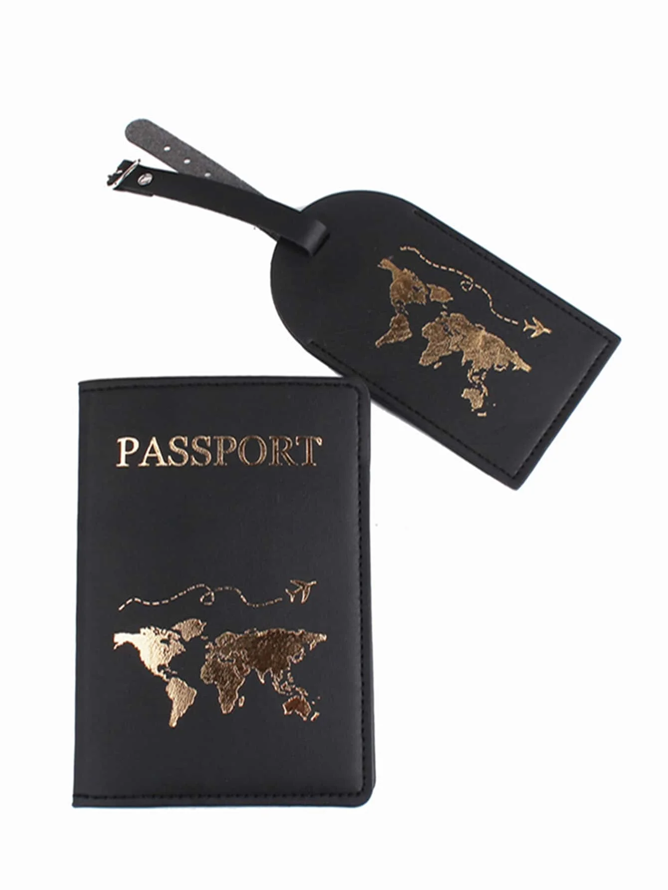 2 Teile/satz Passport Abdeckung Gepäck Koffer Tag Mit Name ID Karte Anti-verloren PU Leder Brieftasche Reise Zubehör Für flug Paare – Detail 5