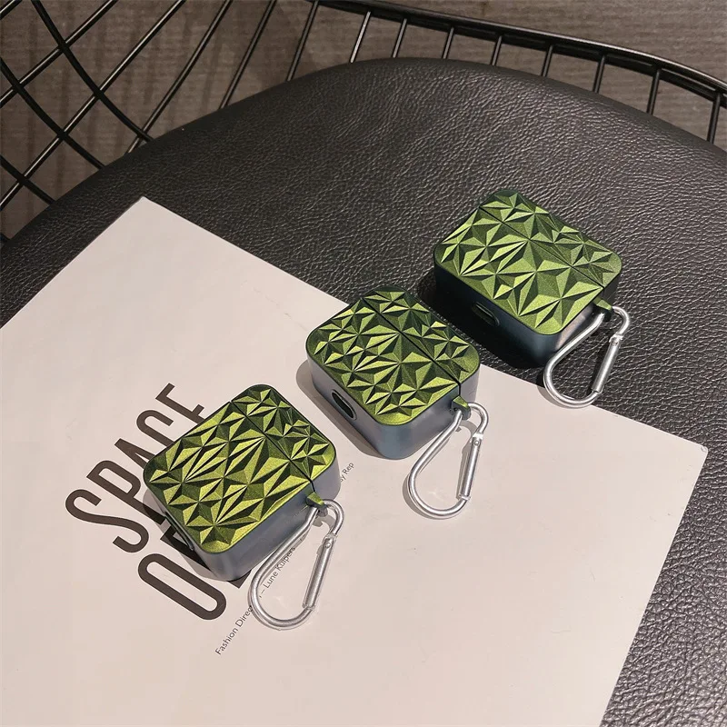Модные наушники с ромбовидным рисунком для AirPods 1 2 3 Pro2, защитная гарнитура, зарядная коробка, сумки с крючком