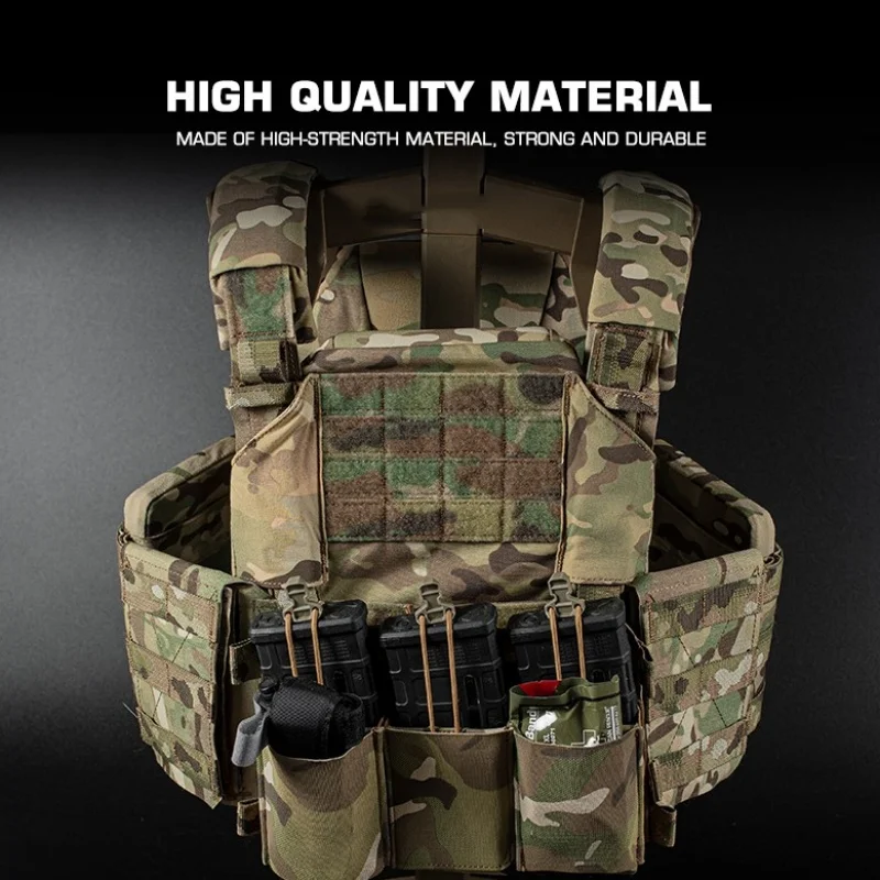 Tactical Soft THORAX Quick Release Vest Combat Training Tactical Vest Outdoor Hunting Vest with 5.56 Triple PTT MOLLE Equipment