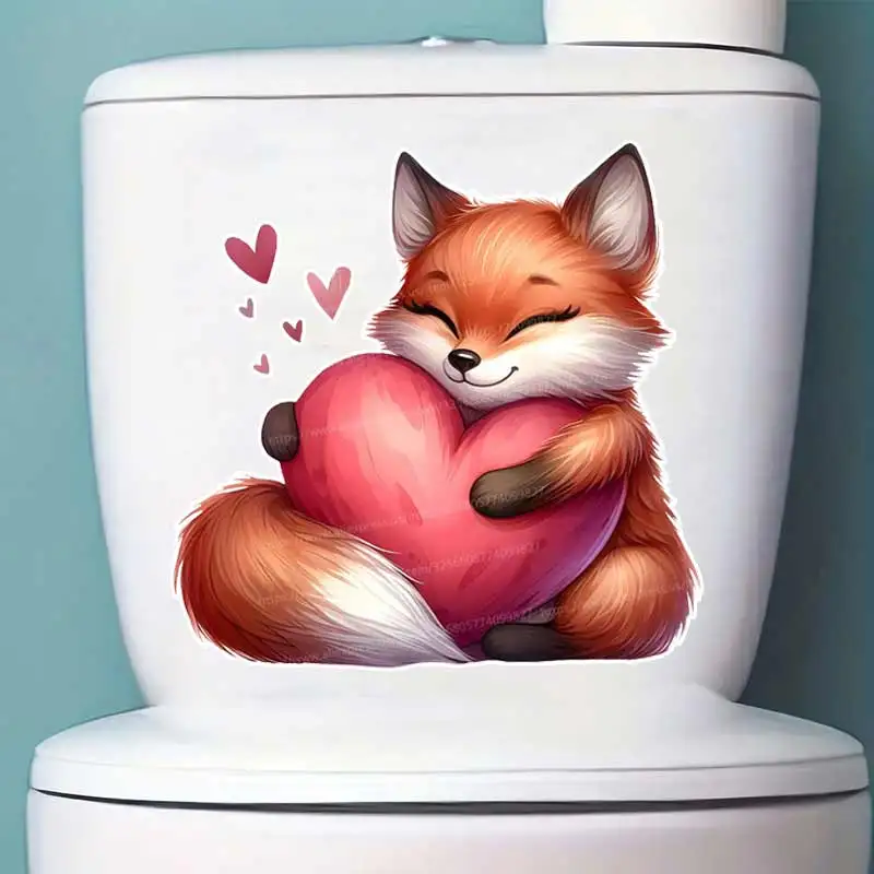 

Cute Fox Animal Wall Sticker Bathroom Toilet Decor Living Room Cabinet Refrigerator Home Decoration Waterproof Decals M1445