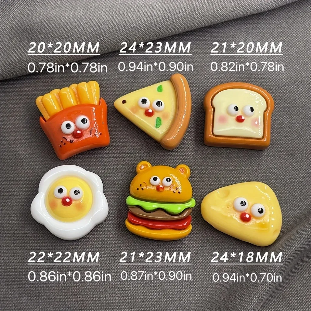 6pcs Cartoon Burger Fries Refrigerator Magnets, Kawaii Refrigerator Magnets Whiteboard Stickers, Decorative Refrigerator Magnets