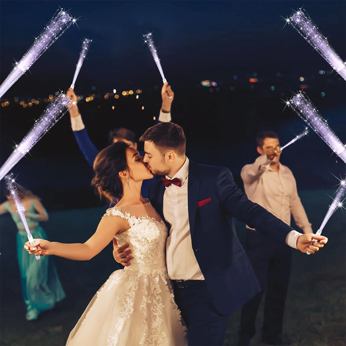 26/37cm White Light Led Fiber Wands Flashing Stick Glow Luminous Fiber Magic Rod Wand Wedding Birthday Party Decor Kids Gifts