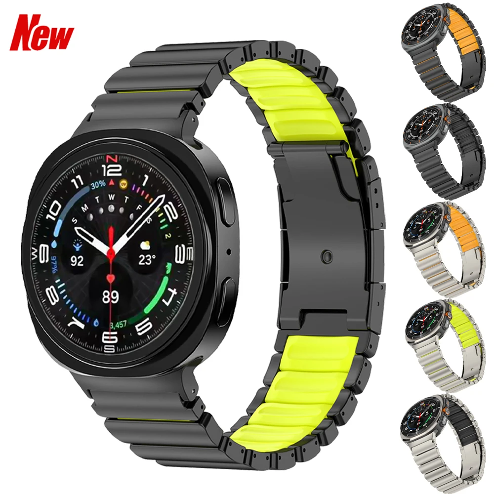 samsung-galaxy-8-classic-46mm、8-44mm、40mm用ステンレススチールバンド、samsung-galaxy-watch-ultra-2025-47mm用高級メタルストラップ