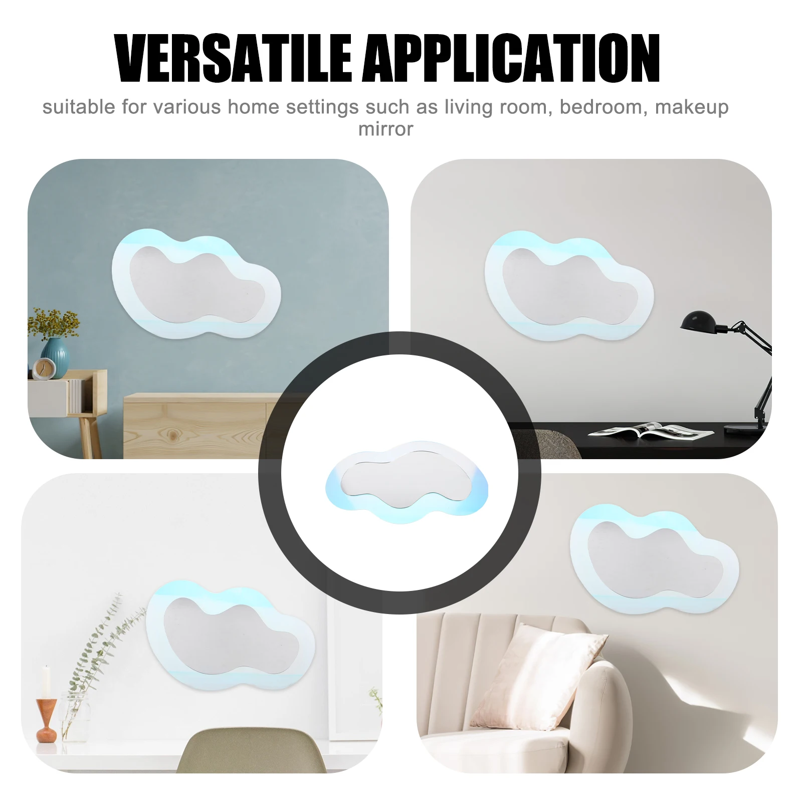 

Waterproof Decorative Mirror Irregular Shaped Acrylic Wall Mirror Scratch Resistant Home Bedroom Living Room Bright