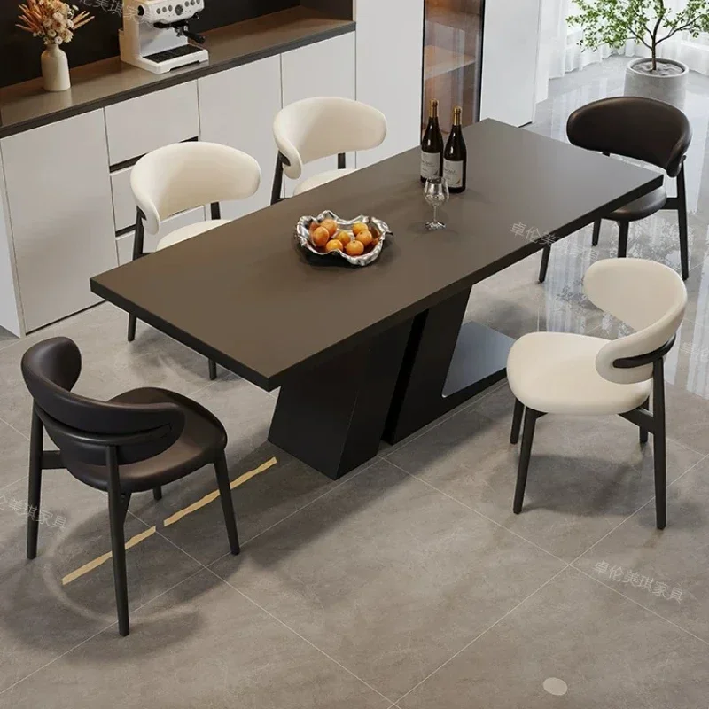 IHX N Black Sintered Stone Rectangular Dining Desk Italian Minimalist Support Eating Furnish Retro Wabi Sabi Designer Furnishing