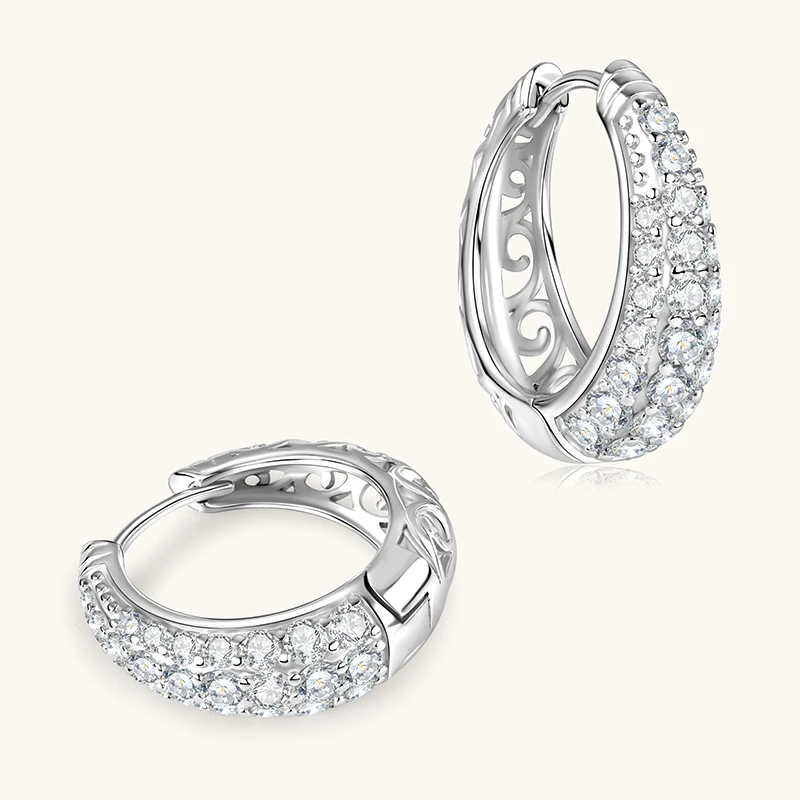 Anziw Original 925 Silver Sterling Hoops Luxury Earrings Jewelry 1.5CTTW.  D Round Moissanite Earrings for Women Wedding Party