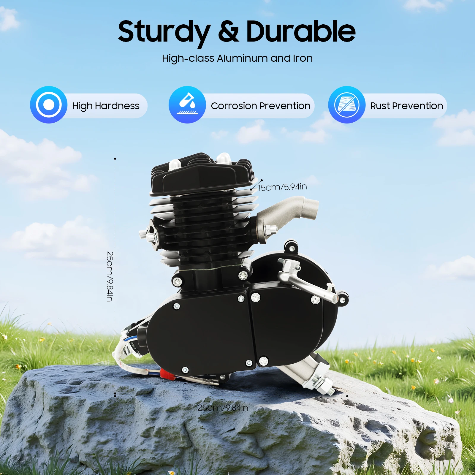 

80CC 2-Stroke Bicycle Engine 1.85KW 5500RPM CDI Gas Motor Motorized Bicycle eBike Conversion Kit with Intake Pipe for 26-28"Bike