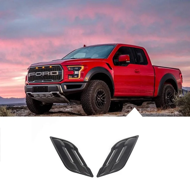 

2Pcs Carbon Fiber Car Front Fender Side Air Vent Cover Trim For Ford F150 Raptor 2015-2020 Car Air Vent Fender Cover Car-styling