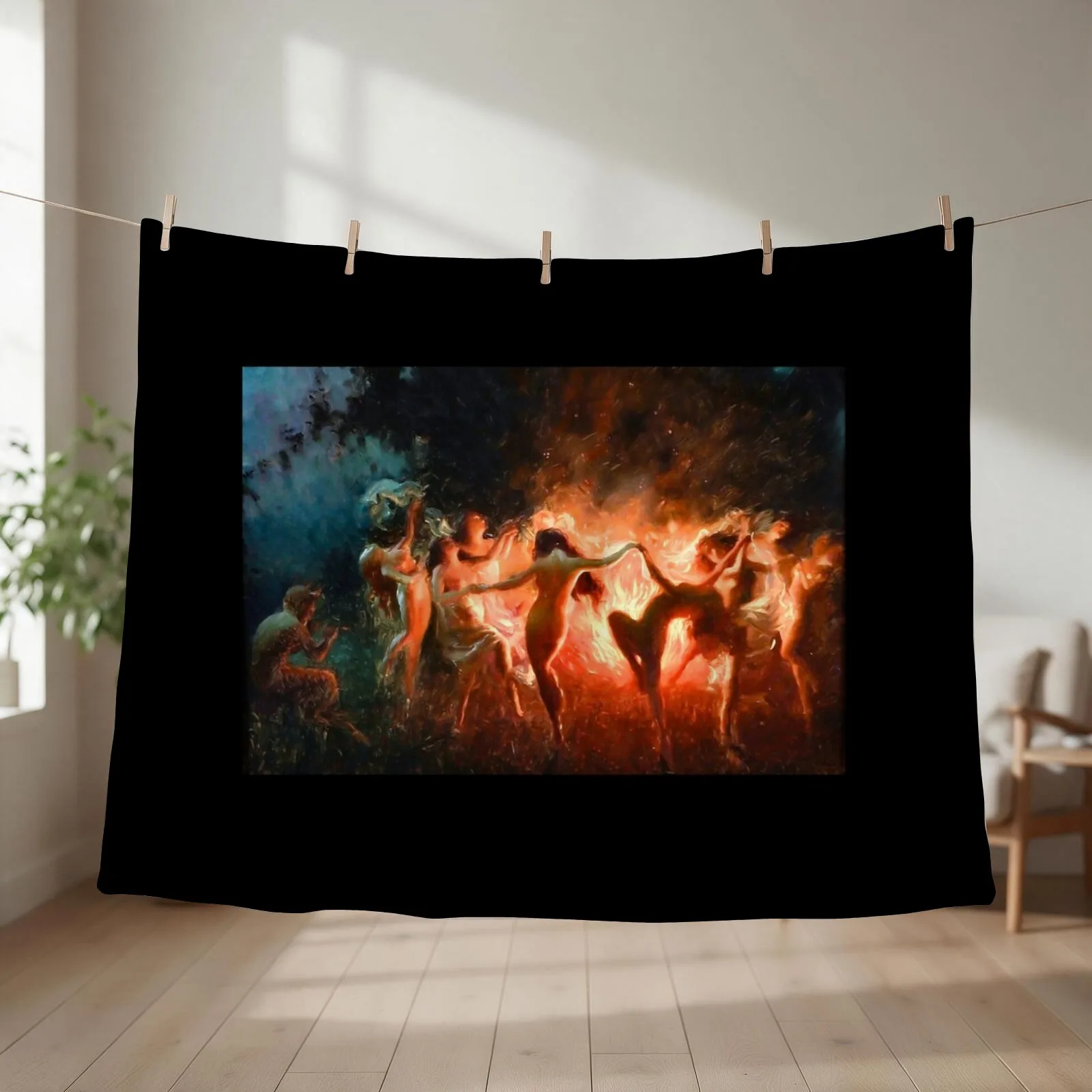 Fire Dance - Joseph Tomanek - Nymphs Dancing to Pans Flute 1920 Throw Blanket couch cozy soft plush fuzzy picnic outdoor blanket