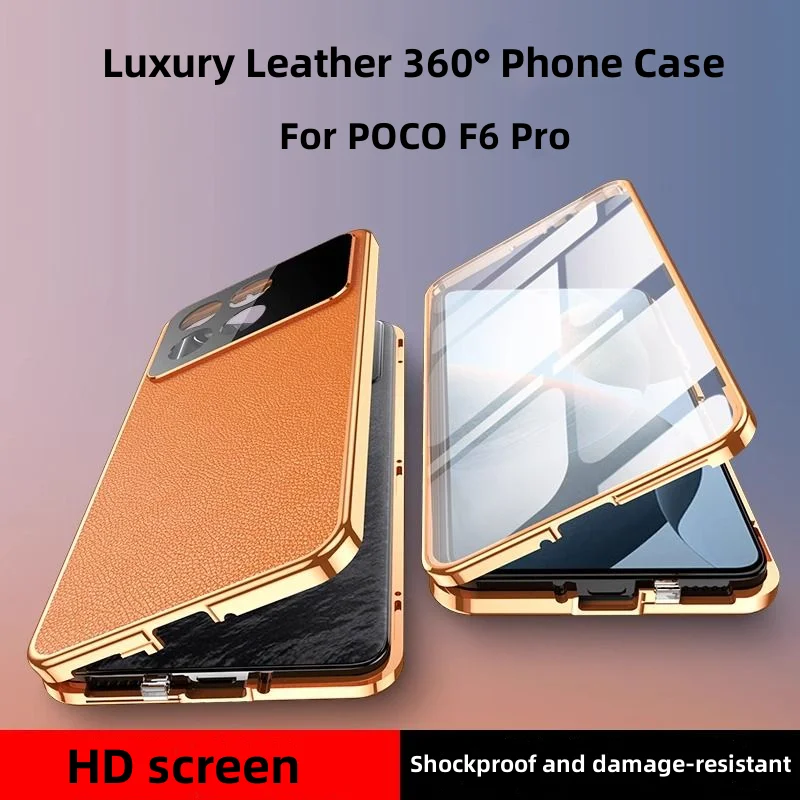 For POCO F6 Pro Case Luxury Leather Reversible HD Back Cover For POCO F6 Pro Magnetic Shockproof Bumper Funda Redmi K70 Funda