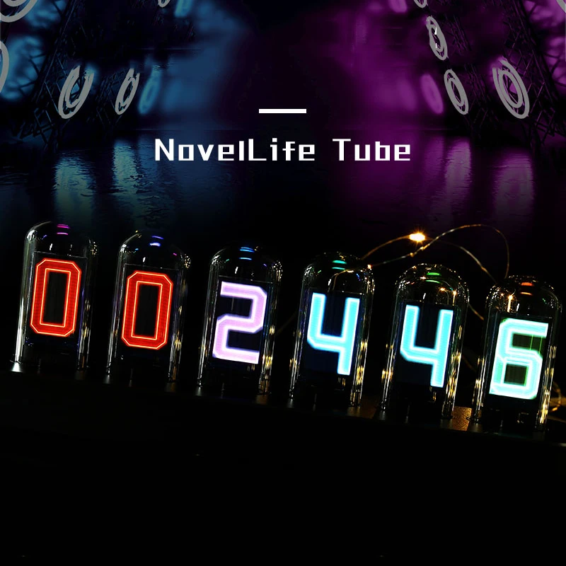 IPS Nixie Tube Clock Metal Luxury Table Clock Vintage RGB Electronic Desktop Clocks DIY Glow Tube Clock Digital Watch Gift Ideas