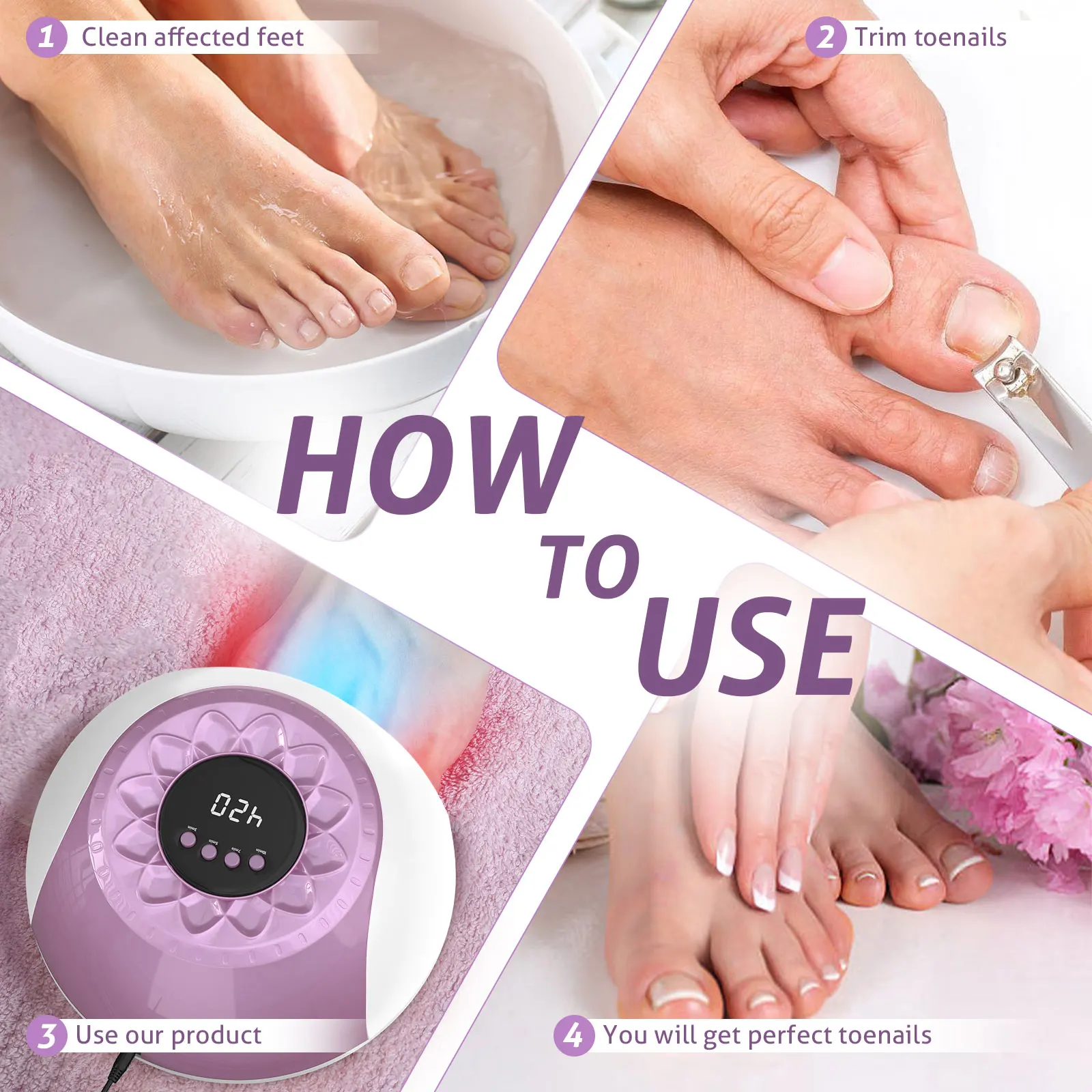 Upgrade Nail Fungus Laser Device Blue light 15*470NM+Red light 42*650NM 3/5/7/10 Minutes Nail Laser Cleaning Nails&Onychomycosis