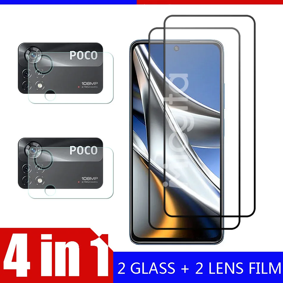 Tempered Glass For xiaomi Poco X4 Pro 5G Full Screen Protector + Camera Protective Lens Film For Poco X4 Pro 5G