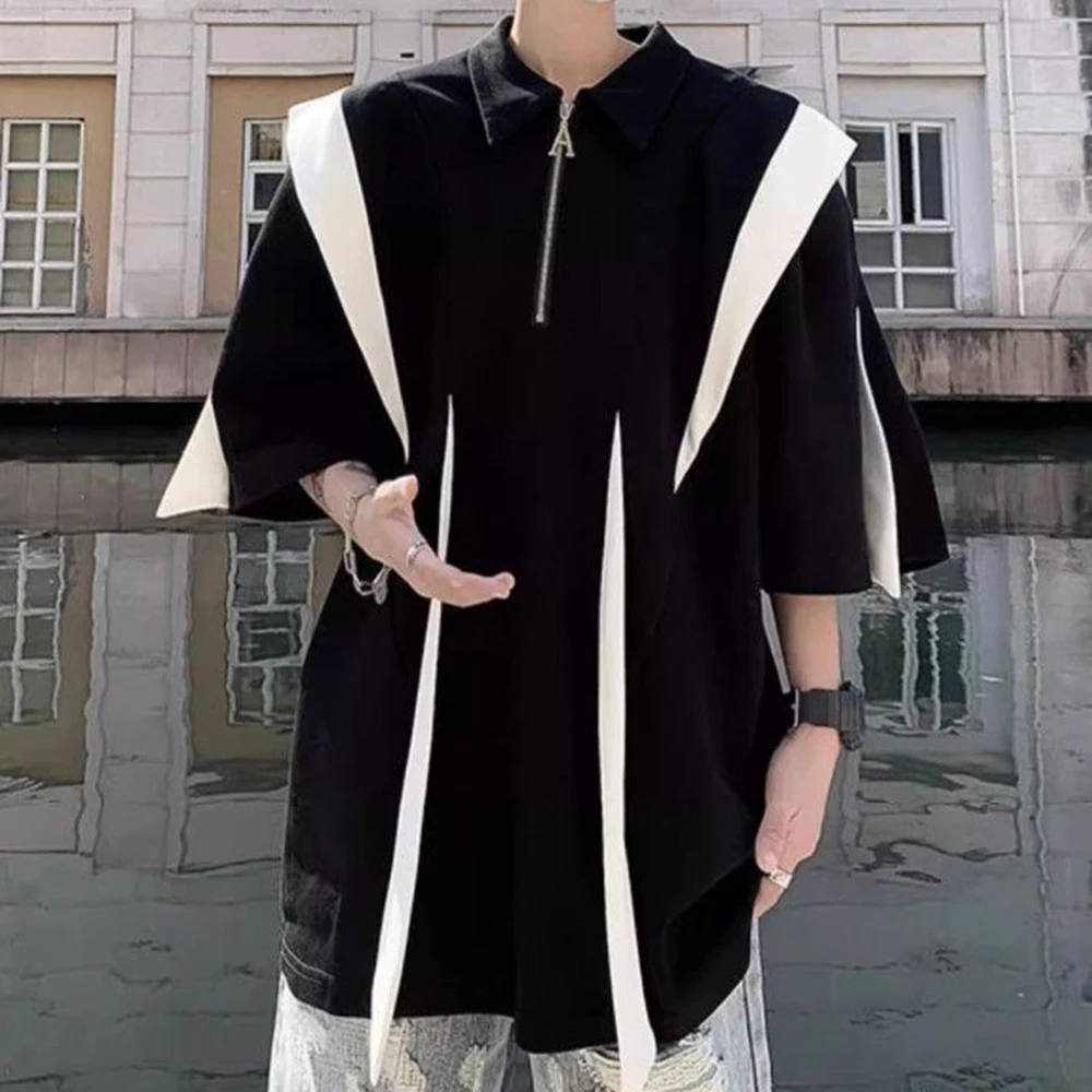 

Summer New Men's Deconstructed Splicing Short-Sleeved T-Shirt American Retro Fashion Trend Street Hip-Hop Loose Niche Men's Tops