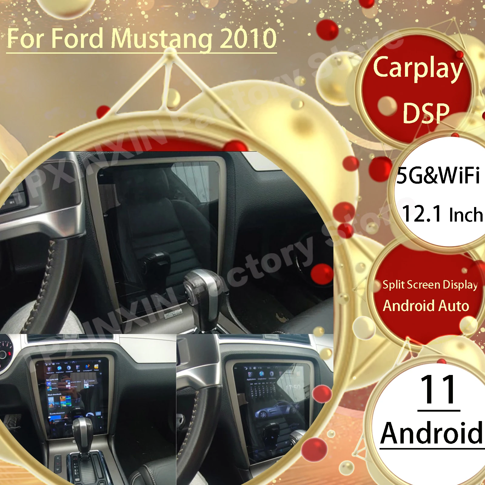 

Carplay 2 Din Android 9 Tesla Multimedia Stereo For Ford Mustang 2010 2011 2012 2013 2014 GPS Radio Viedo Audio Player Head Unit