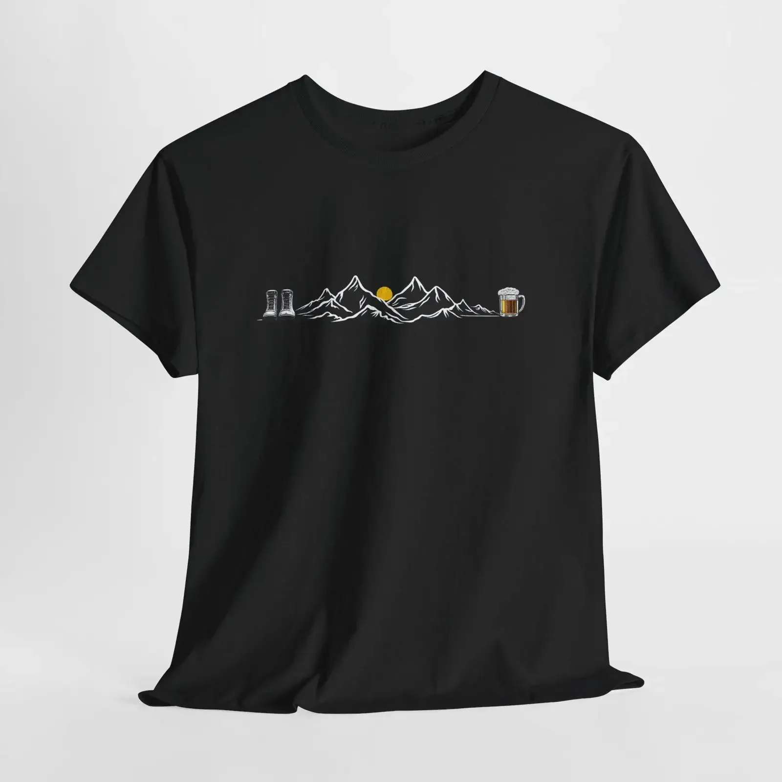Mountain and Beer T Shirt Hiking Boots Peaks Mug  vintage Washed Slightly fashion Versatile Stretched Comfortable Stylish homme