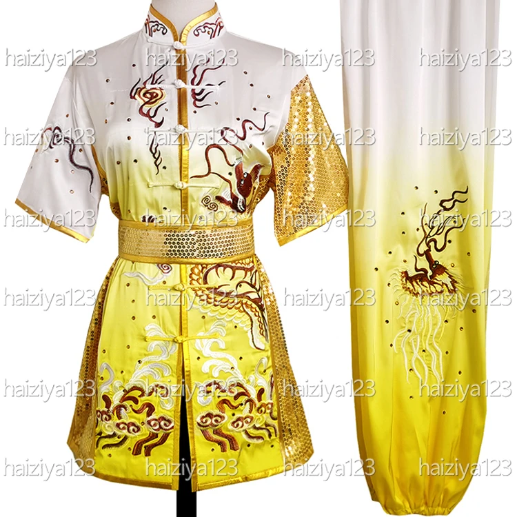 Embroidered dragon Wushu uniform Kungfu clothes Martial arts suit Changquan garment Taolu for men women girl boy kids adults