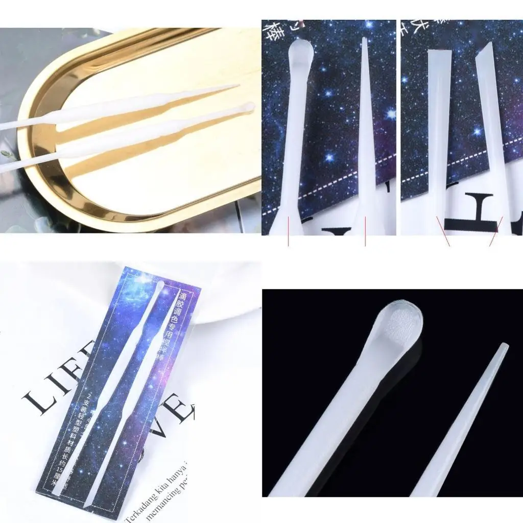 

A52E 2Pcs UV Resin Mold Silicone Stirrers Spoon DIY Casting Jewelry Tools